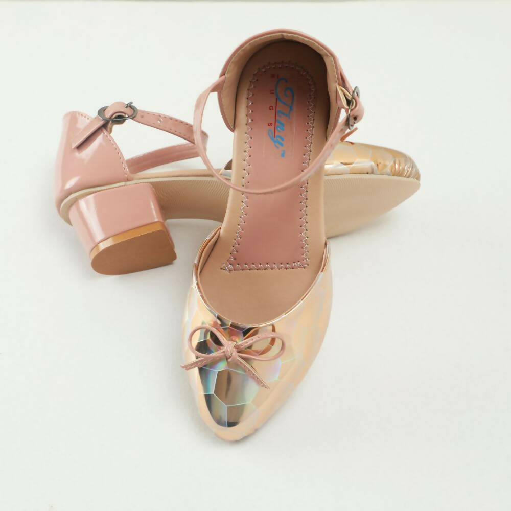 Tiny Bugs Girls Party Wear Ballerinas Heels - Peach | Grocsy