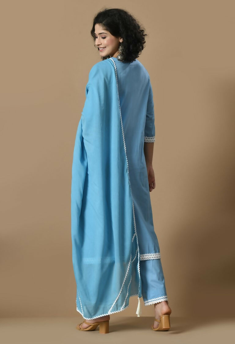 Joban Fashion L.Blue Cotton Kurta Set | Grocsy