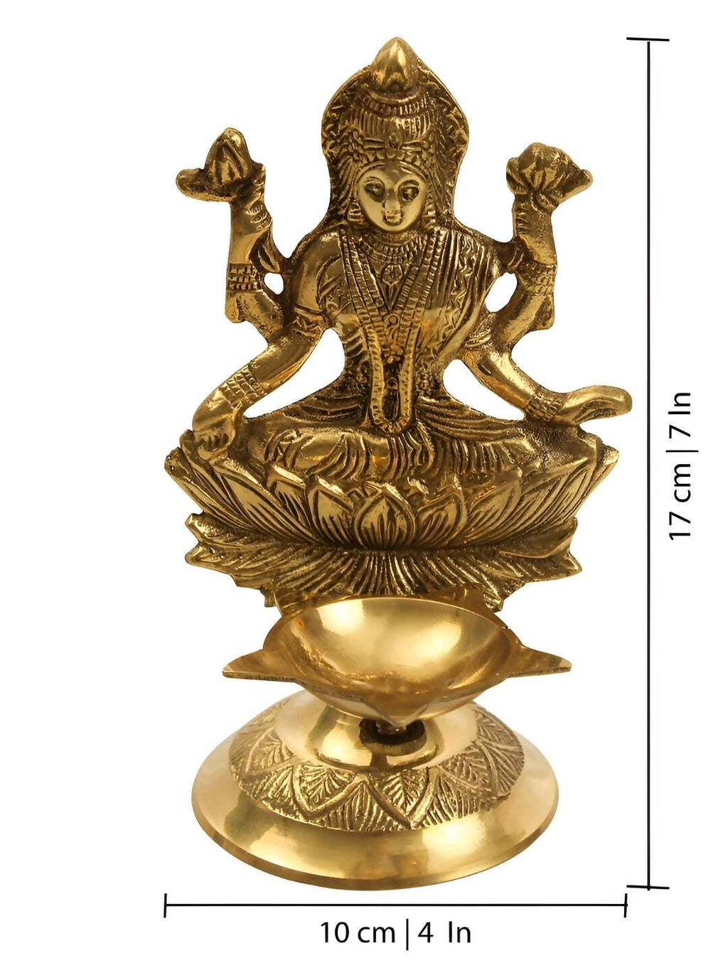 Spillbox Gold-Toned Brass Lakshmi Diya Pooja Essential | Grocsy