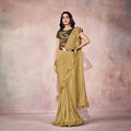 Beige Lycra Embroidery Designer Saree With Blouse - Mohmanthan Sitaarah | Grocsy
