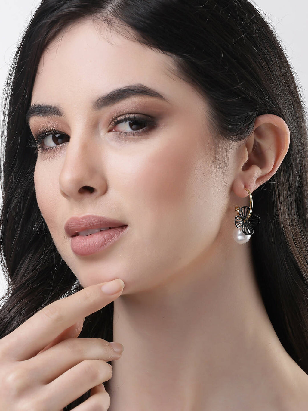 NVR Women Gold-Toned Teardrop Shaped Drop Earrings | Grocsy