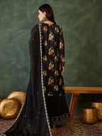 The52 Women's Gorgeous Embroidery Chinon Fabric Straight Kurta Palazzo and Dupatta Set-Black | Grocsy
