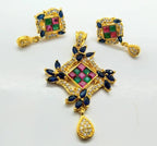 Multicolor Stones AD Designer Pendant Set | Grocsy