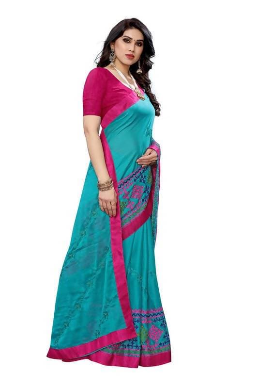 Vamika Rama Green Chiffon Emboridered Saree (SUIDHAGA RAMA) | Grocsy