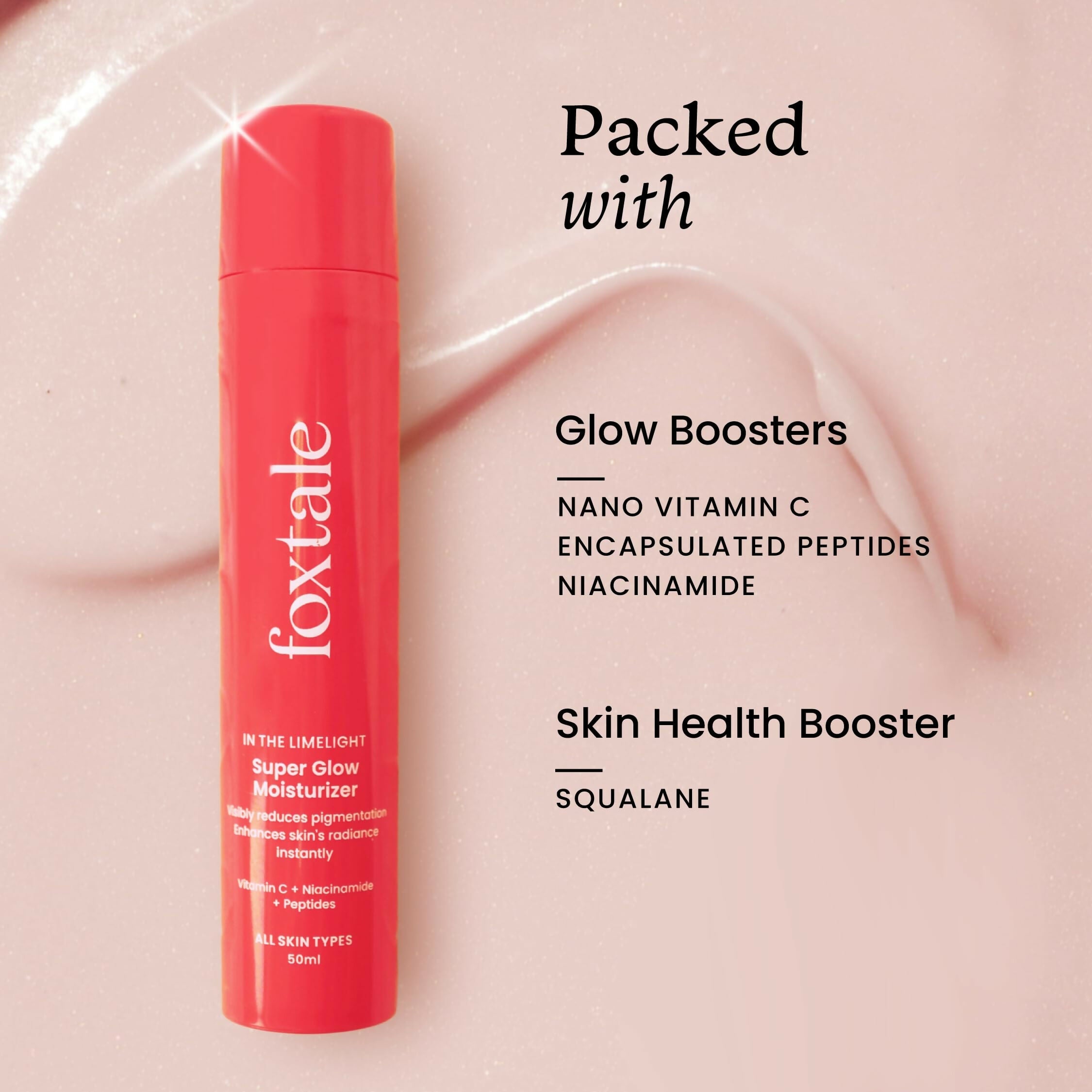 Foxtale Super Glow Moisturizer With Nano Vitamin C For Instant Brightening, Hydration & Glowing Skin, Reduces Dark Spots, Uneven Skin Tone, Pigmentation | Grocsy
