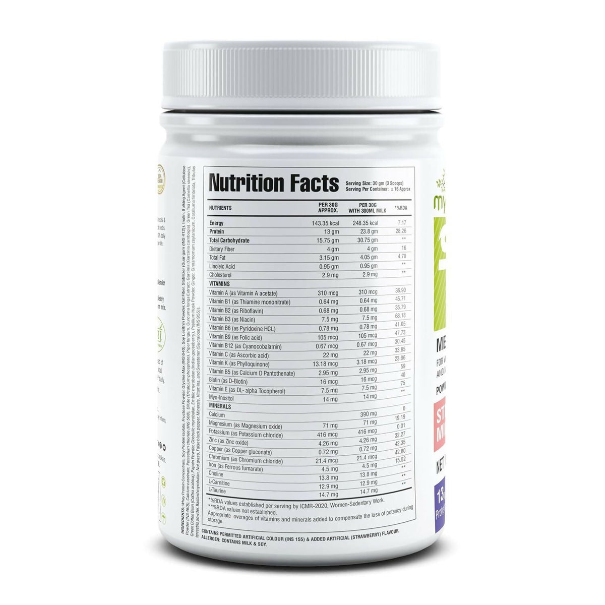 Myherb Slim Up Meal Replacement Shake With 16 Natural Herbal Blend For Men & Women - Strawberry Milk Shake