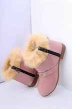 Tiny Bugs Girls Faux Fur Detail Winter Boots - Peach | Grocsy