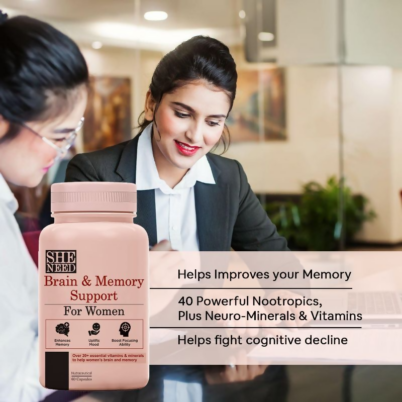 SheNeed Women’s Brain & Memory Supports Supplement Capsules | Grocsy