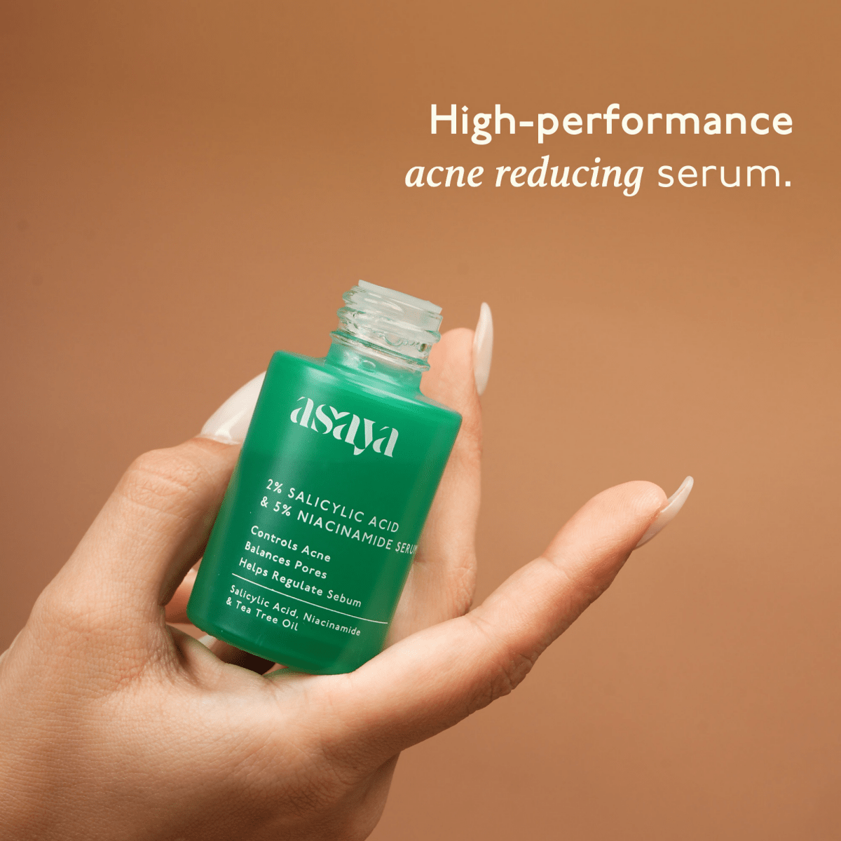 Asaya 2% Salicylic Acid Face Serum For Active Acne & Sebum Control With 5% Niacinamide & Tea Tree Oil | Grocsy