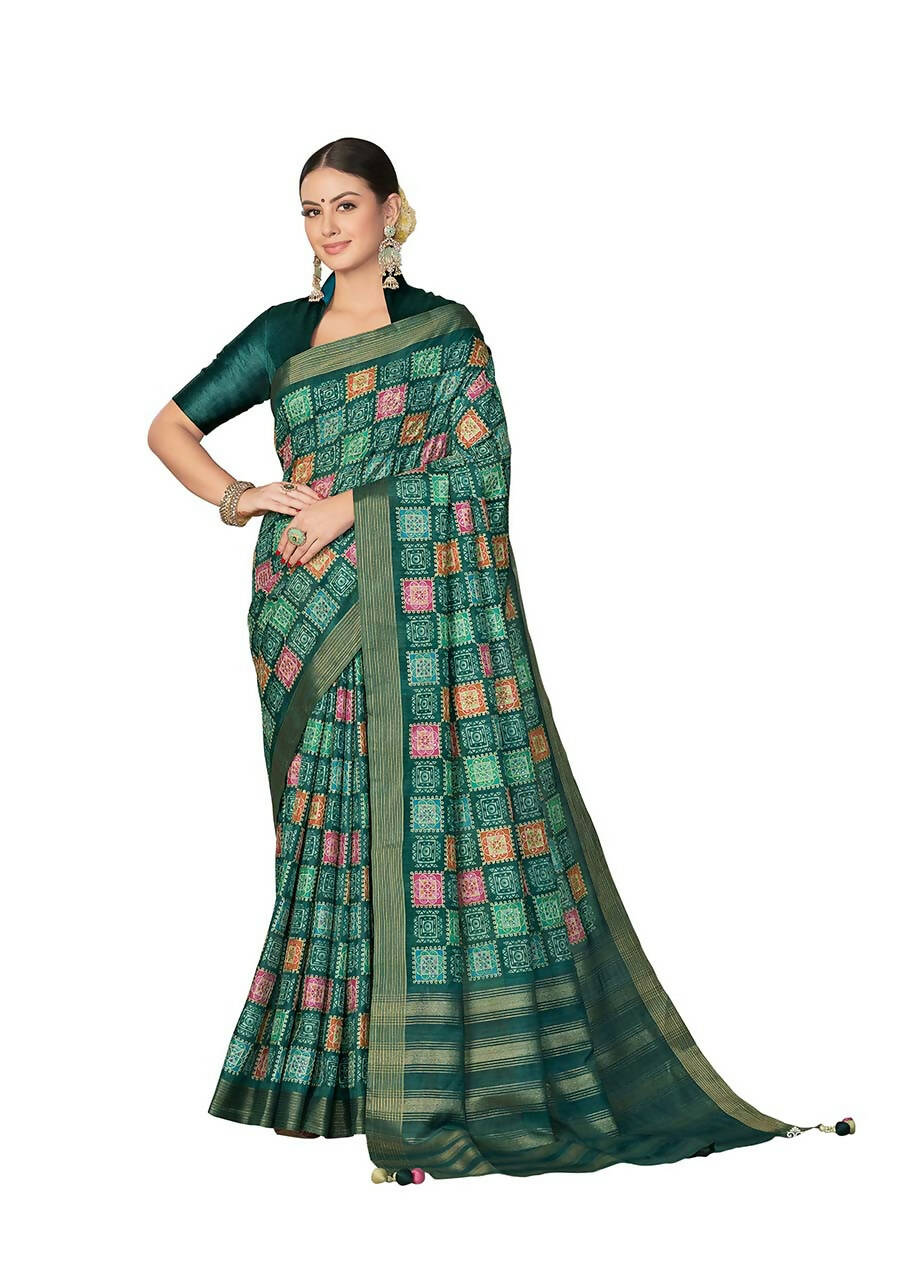 Green Rangkat Tussar Silk Woven Design Saree with Unstitched Blouse - Mohmanthan Eshani | Grocsy
