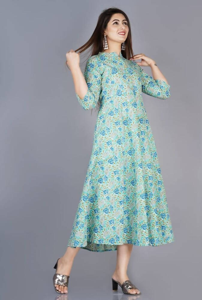 Vamika Cotton Sky Blue Party Wear Kurti | Grocsy