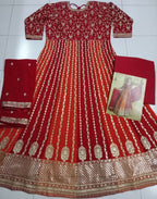 Vastranavya Stunning Red Georgette Gota Sequins A-Line Anarkali Suit | Grocsy