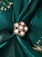 Ruby Raang White Gold Polished Kundan Ring | Grocsy