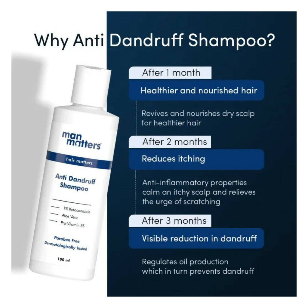 Man Matters Anti Dandruff Shampoo For Men With Aloe Vera & Oat Extract | Grocsy