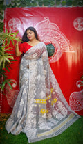 Exclusive Collection Handloom Dhakai Jamdani Saree - Ash | Grocsy