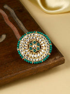 NVR Women's Traditional Ethnic Kundan Meenakari Gold-Polished Ajustable Finger Ring | Grocsy