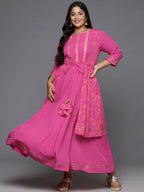 Ahalyaa Women's Traditional wear Ethnic Dress - PINK | Grocsy