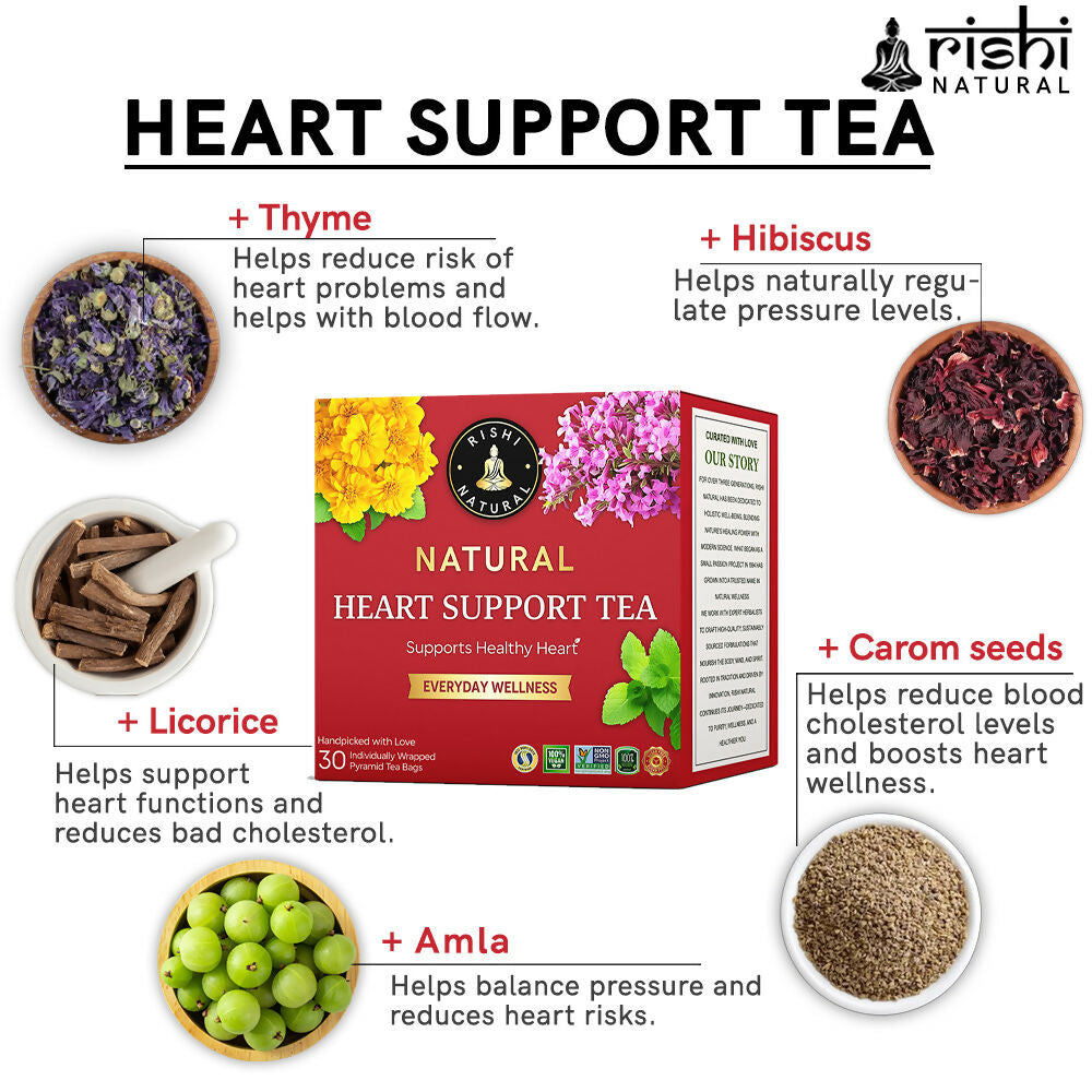 Rishi Natural Heart Support Herbal Tea | Grocsy