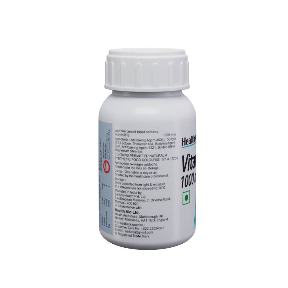 HealthAid Vitamin B12 1000 mcg Mega Strength Tablets - Limited Time Offer - Swadesiicart