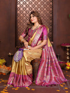 Aastha Fashion Yellow Tissue Silk Weaving Saree | Grocsy