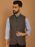 Even Apparels Nehru Jacket With Welt Pockets - Grey | Grocsy