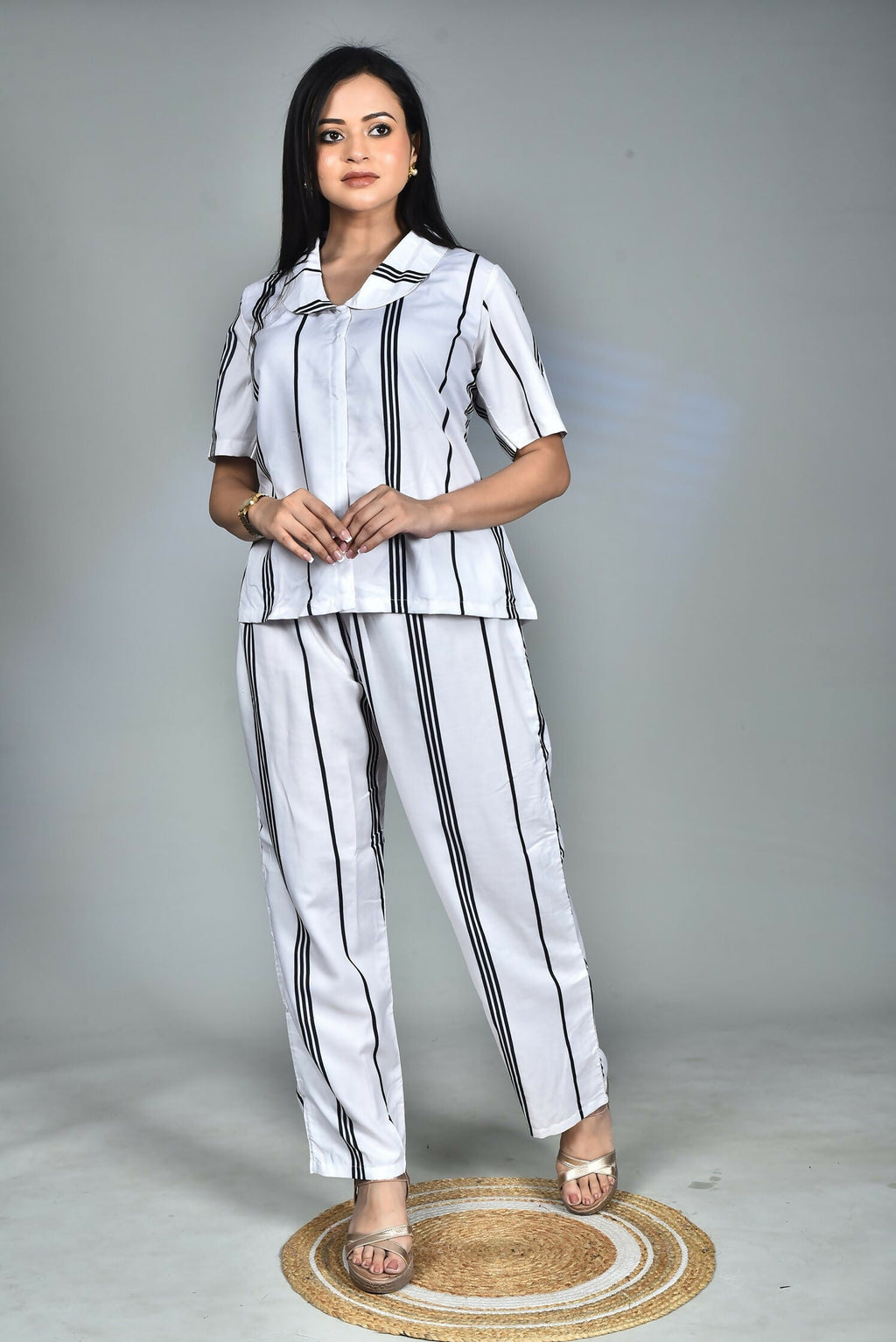 Morchari Digital Print Semi Muslin Co-Ord Set Top & Trouser-Multicolor | Grocsy