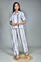 Morchari Digital Print Semi Muslin Co-Ord Set Top & Trouser-Multicolor | Grocsy