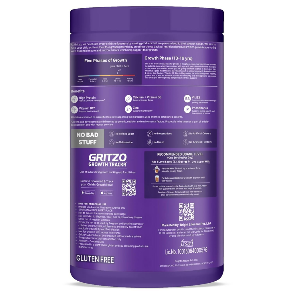 Gritzo SuperMilk Athlete Black Panther (13+y Boy & Girl), 17g Protein Powder (Cafe Mocha) | Grocsy