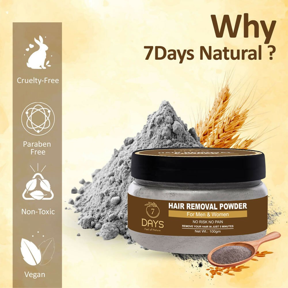 7 Days Pure Hair Removal Powder Three in one Use For Powder D-Tan Skin, Removing Hair Cream | Grocsy