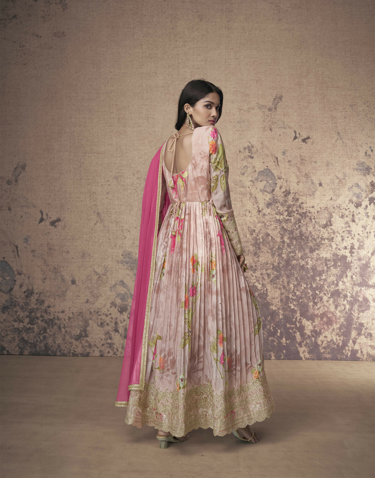 Vastranavya Georgette Digital Print With Sequence Embroidery Stitch Work Side Slit Abaya Style Suit | Grocsy