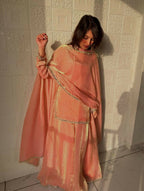 Teeya Creation Womens New Trending Less and Mirror Work Kurta Palazzo Set - Peach | Grocsy