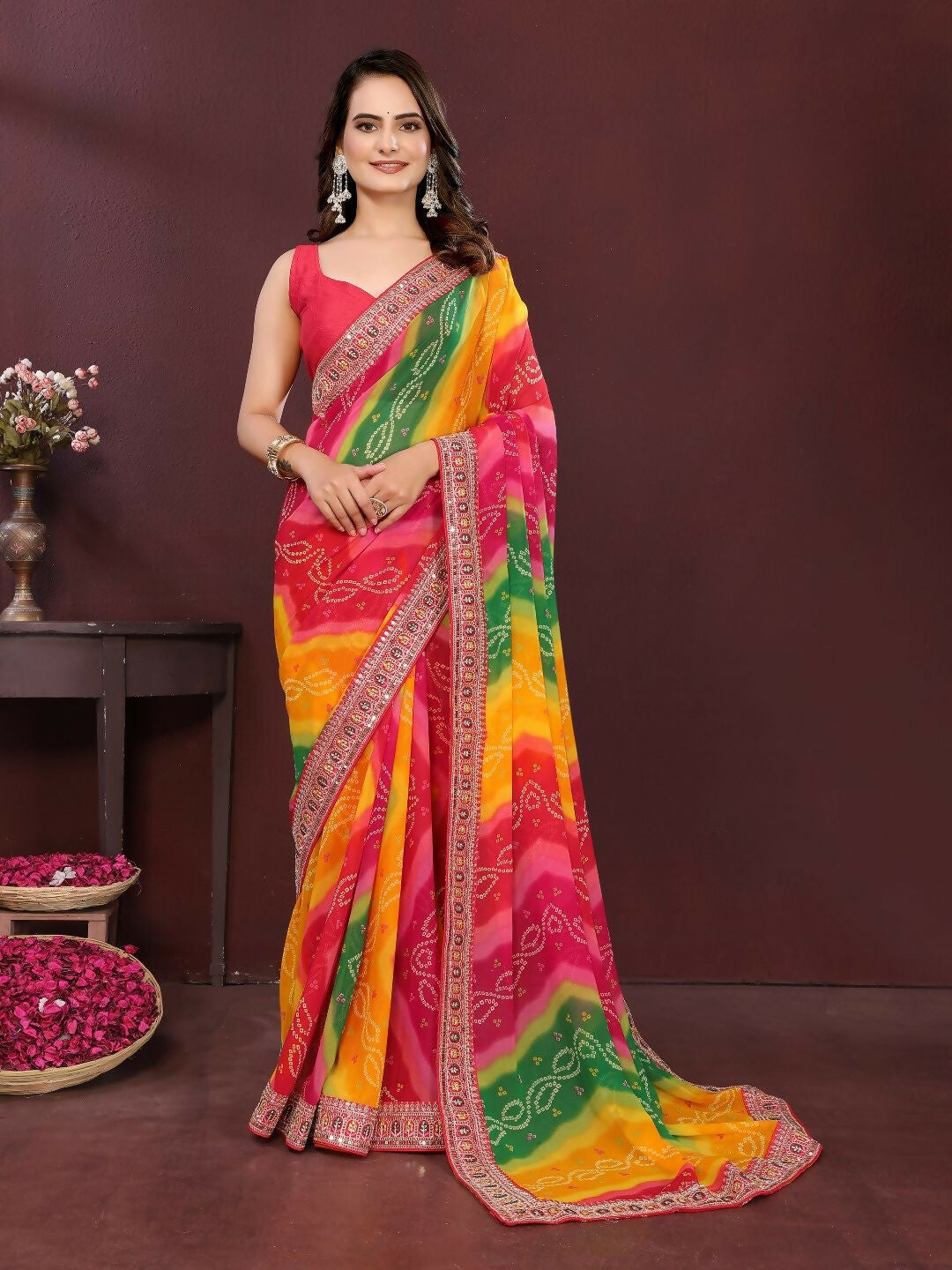 Ai Fashion Multi Georgette Digital Print Party Wear Saree | Grocsy