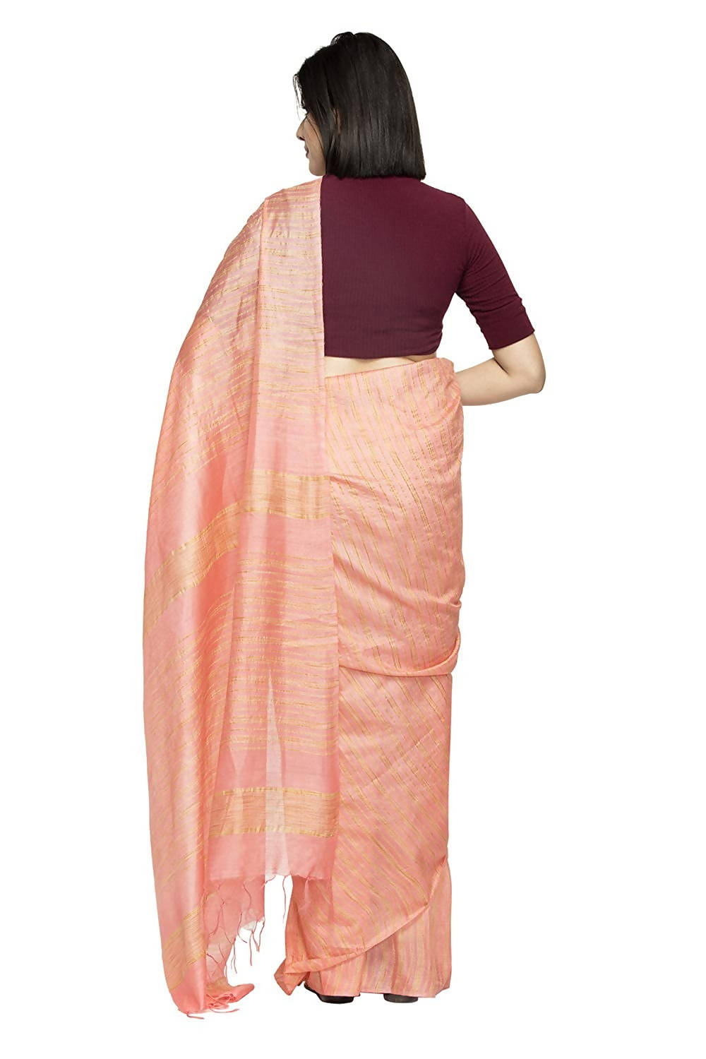 Mominos Fashion Peach Color Bhagalpuri Saree | Grocsy