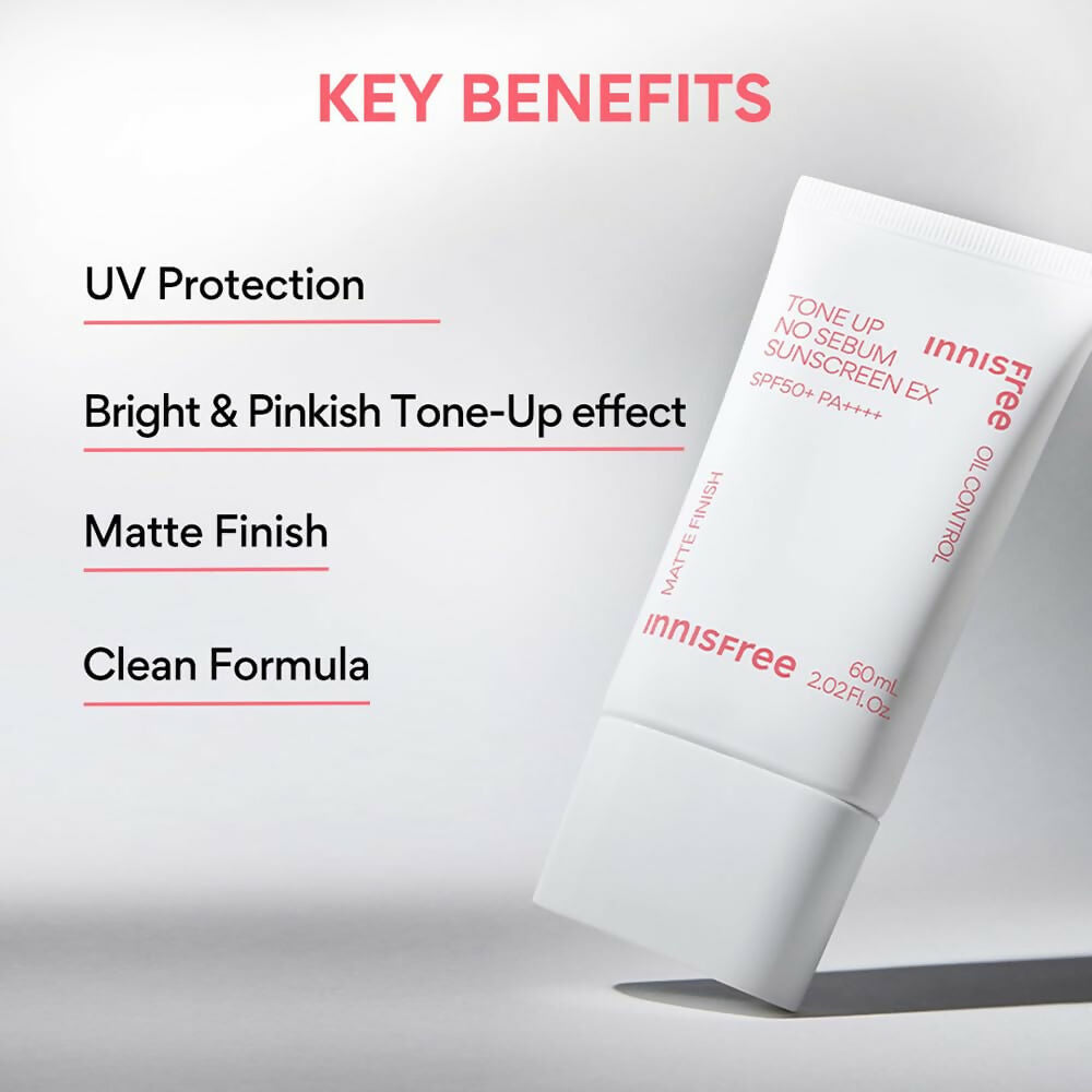 Innisfree Tone Up No Sebum Sunscreen with SPF 50+ PA++++ Korean Sunscreen | Grocsy