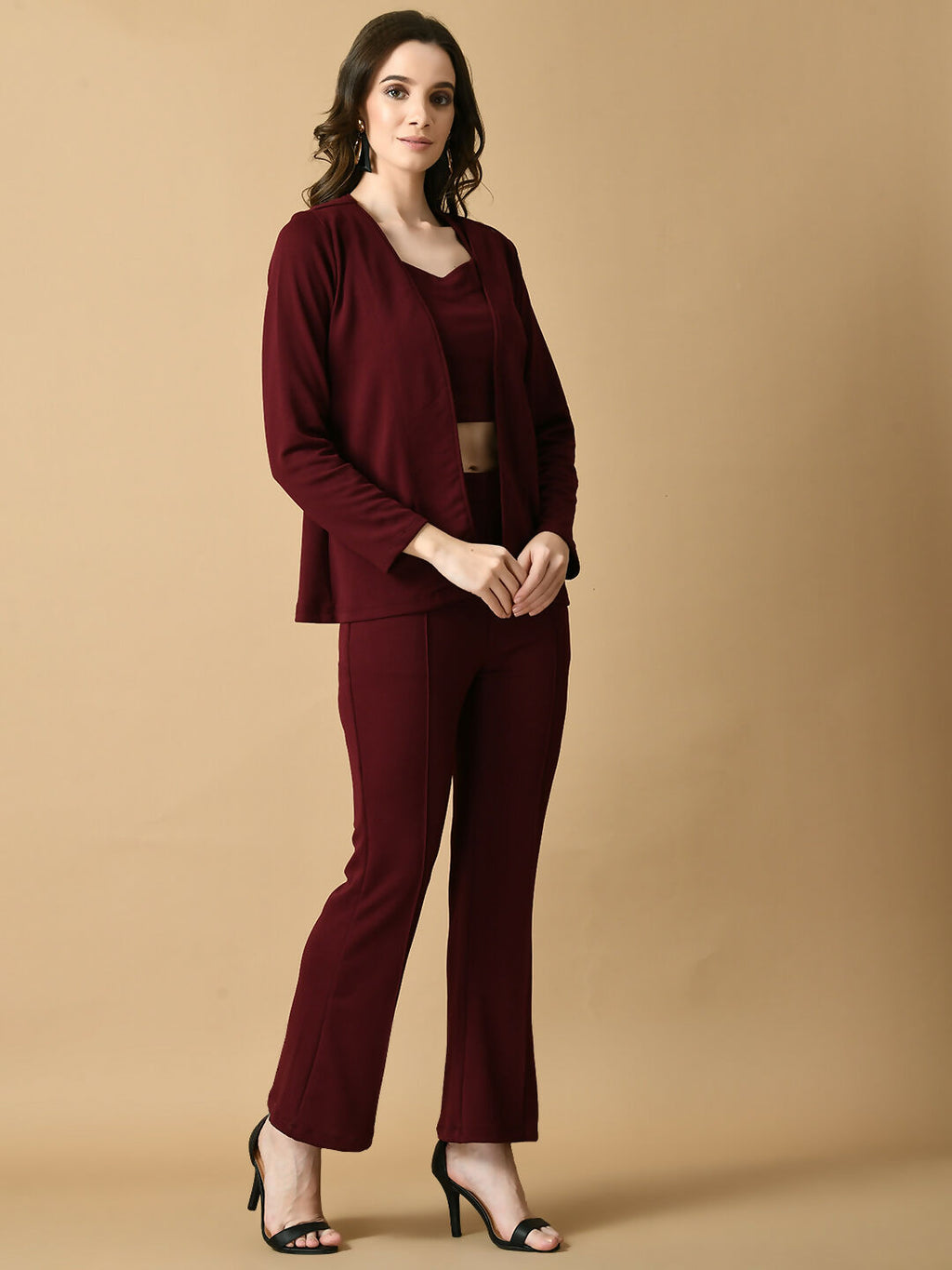 Myshka Women's Magenta Solid Jacket | Grocsy