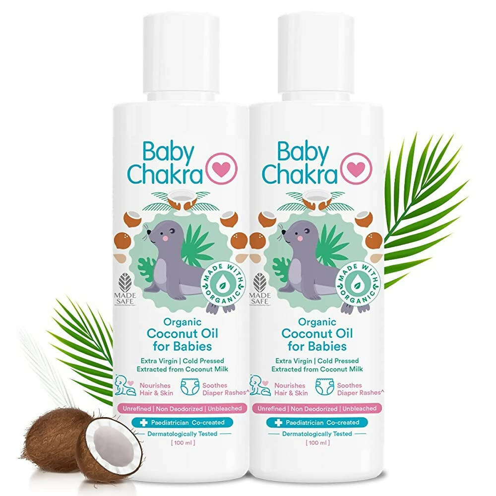 BabyChakra Organic Coconut Oil, Nourishes Hair & Skin, Soothes Diapers Rashes, Unrefined Non Deodorised & Unbleached | Grocsy