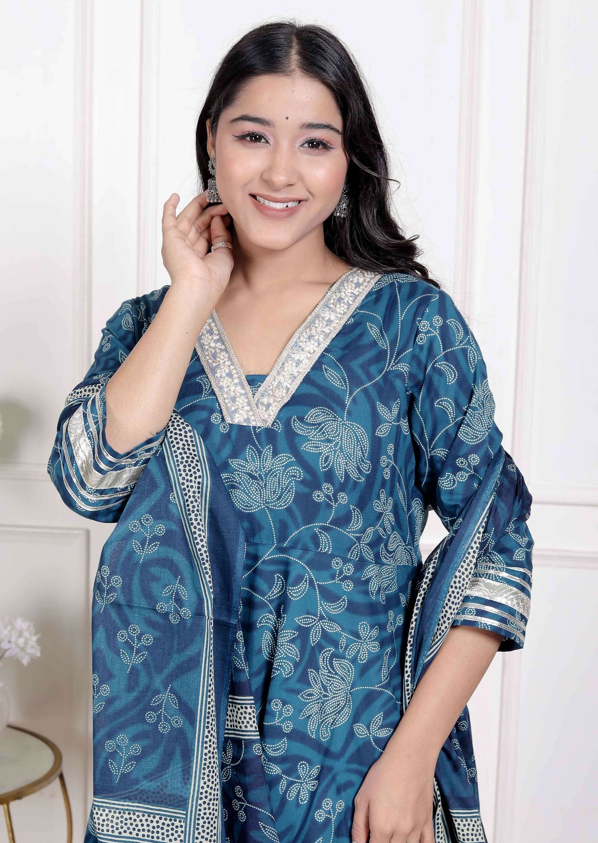 Miravan Women's Jashn Hand Block Printed Ethnic anarkali kurta and dupatta | Grocsy