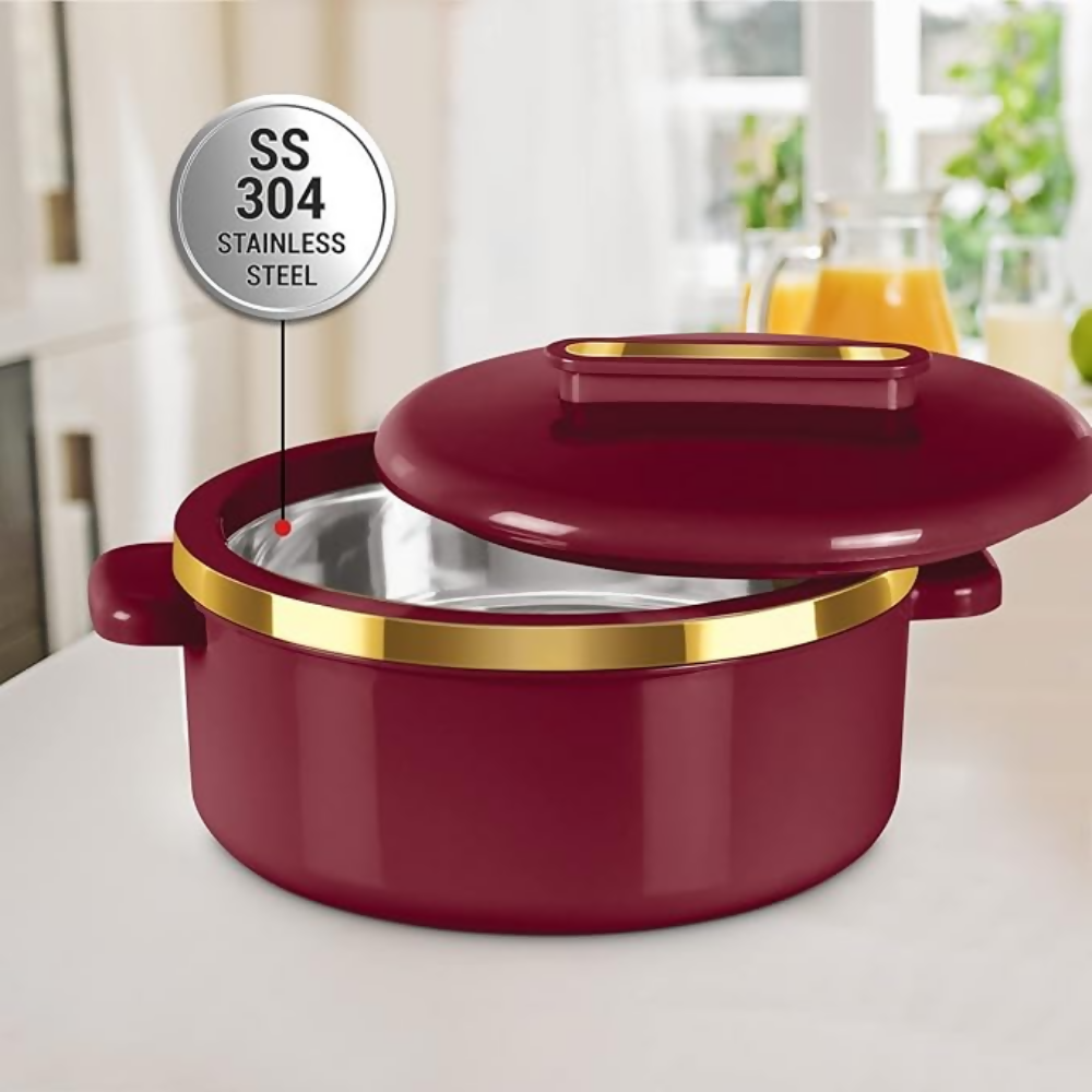 Milton Curve 2500 Inner Stainless Steel Casserole - Maroon | Grocsy