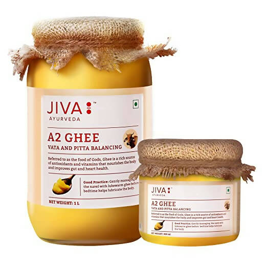 Jiva Ayurveda A2 Gir Desi Cow Ghee Combo | Certified Pure Cow Ghee | Traditional Bilona Method Ghee | Grocsy