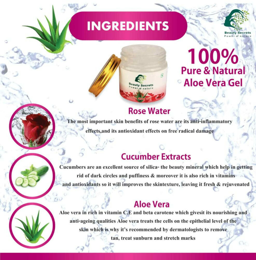 Beauty Secrets Pure Aloe Vera Gel for Face and Body | Grocsy