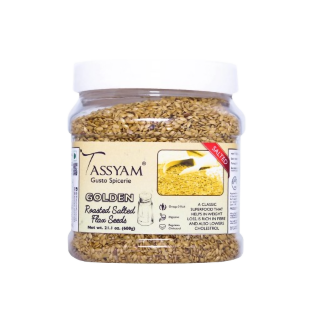 Tassyam Organics Roasted Salted Golden Flax Seed | Grocsy