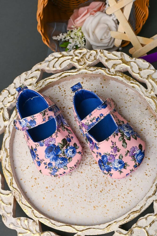 Tiny Bugs Girls Flowral Print Infants Booties - Blue | Grocsy