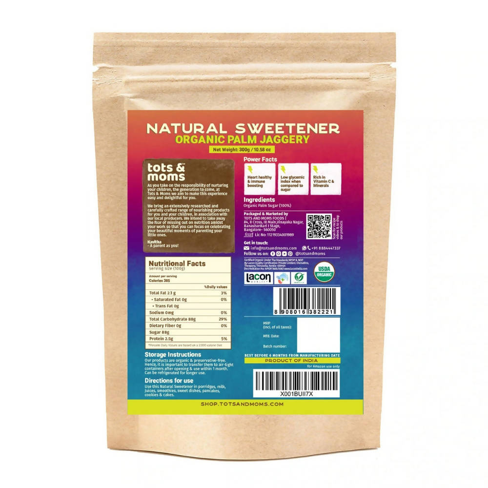 Tots and Moms Organic Palm Jaggery Sweetener | Grocsy