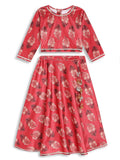 Ahalyaa Girls Floral Printed Velvet Ready to Wear Kids Lehenga Choli | Grocsy