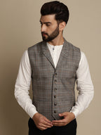 Even Apparels Men's Brown Waistcoat with Notched Lapel | Grocsy