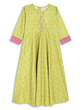Ahalyaa Girls Printed A-Line Velvet Maxi Kids Ethnic Dress | Grocsy