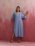 trueBrowns Sky Blue Cotton Dobby Dress | Grocsy