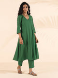 trueBrowns Green Cotton Dobby Kurta Pant Set | Grocsy