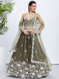 House of Panchhi Teal - Georgette Sequins, Mirror And Thread Embroidery Lehenga Choli | Grocsy