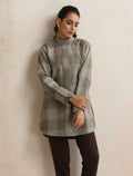 trueBrowns Green Check High Neck Winter Top | Grocsy